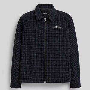 Coach Heritage C Plaque Harrington Jacket Men’s Medium Gray Wool Blend